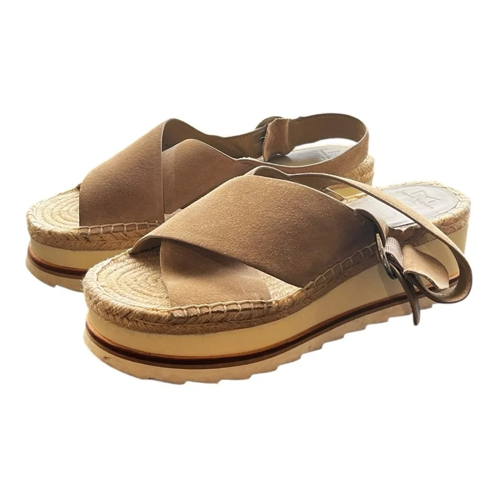 Marc‎ Fisher | LTD Glenna Platform Sandals in Gray Leather Suede Size 10